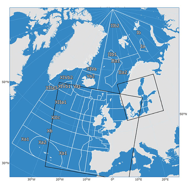 Figure 1. ICES Statistical Areas in the NE Atlantic
